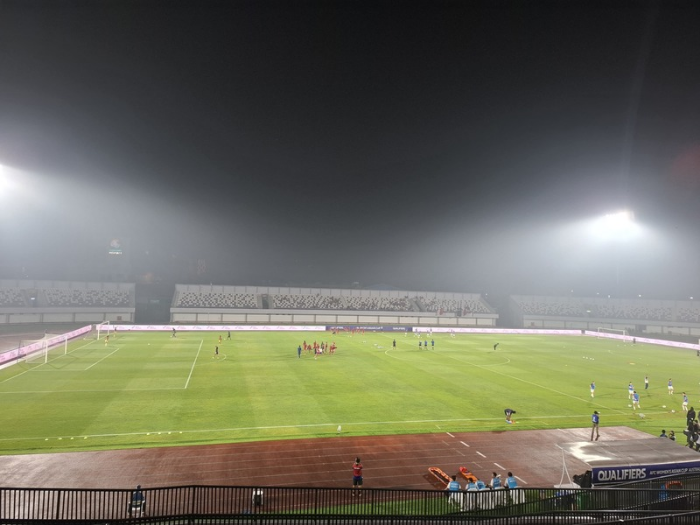 Jelang Laga Timnas Putri vs Kirgistan Diwarnai Rintik Gerimis di Stadion Indomilk Arena