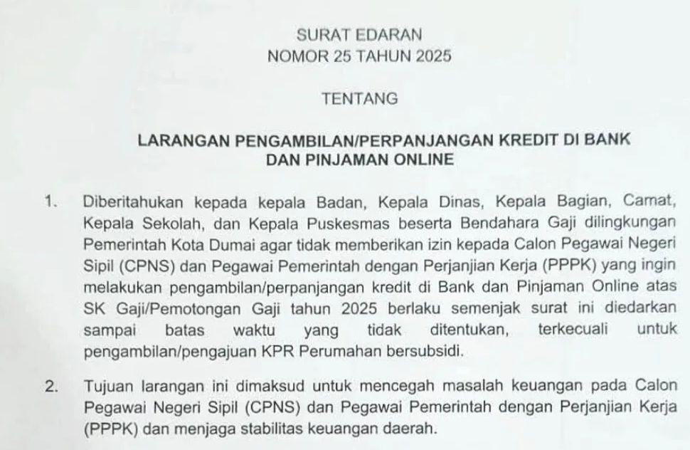 Wali Kota Dumai Paisal Larang PNS dan P3K Ambil Kredit Bank Dan Pinjol