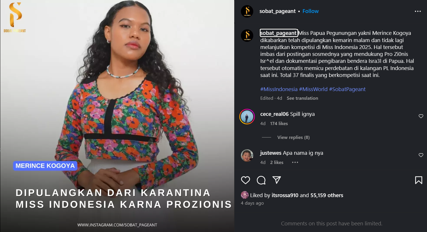 Sederet Fakta Merince Kogoya, Finalis Miss Indonesia 2025 yang Didiskualifikasi karena Dukung Israel