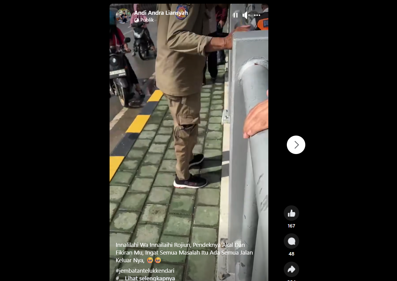 Breaking News: Pria Melompat dari Jembatan Teluk Kendari Berhasil Diselamatkan