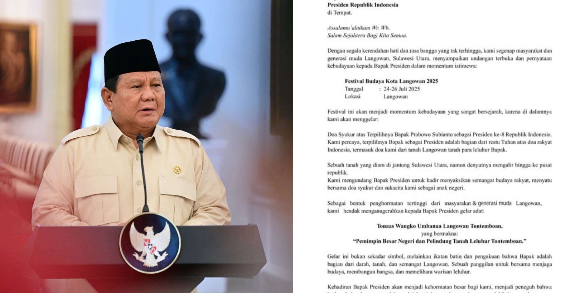 Rayakan Festival Budaya Kota Langowan, Masyarakat Ramai-Ramai Ajak Presiden untuk ‘Pulang Kampung’.