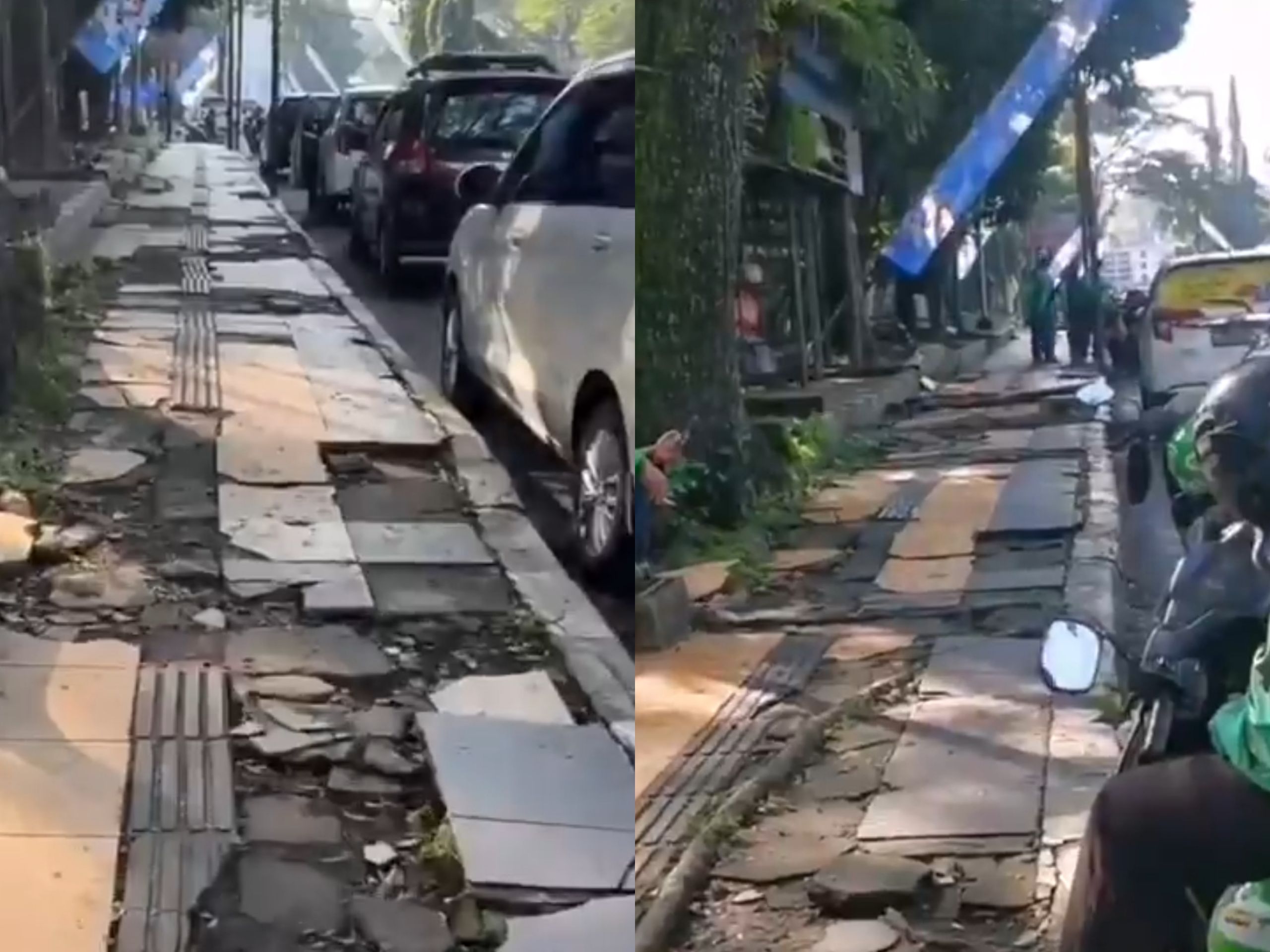 Trotoar Rusak di Jalan Kertanegara Malang, Pejalan Kaki Kian Terpinggirkan