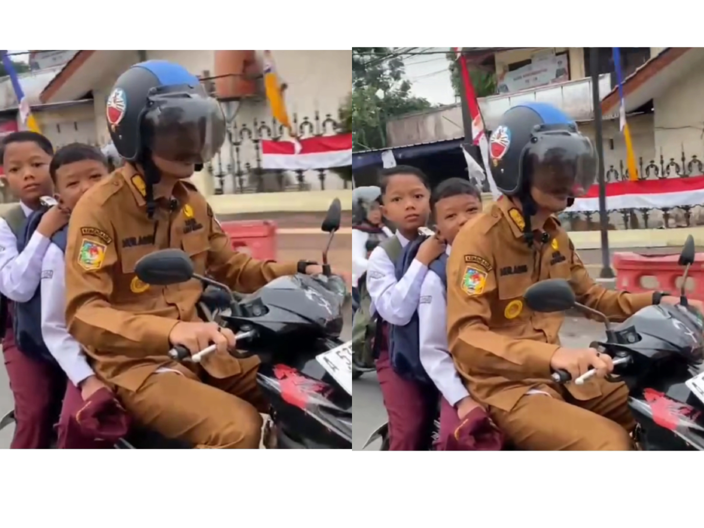 Wakil Walikota Serang Antar Anak Di Hari Pertama Masuk Sekolah Dengan Motor