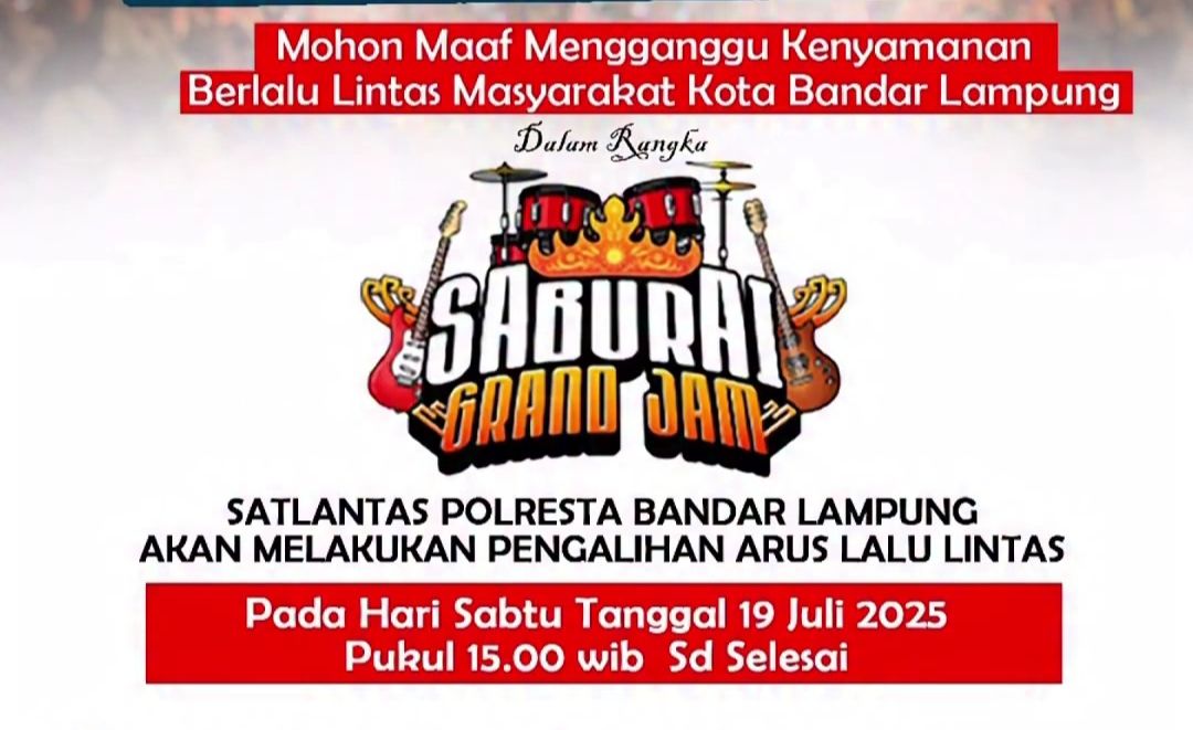 Ada Event Saburai Grand Jam, Polisi Rekayasa Lalu Lintas di Sejumlah Jalan Bandar Lampung