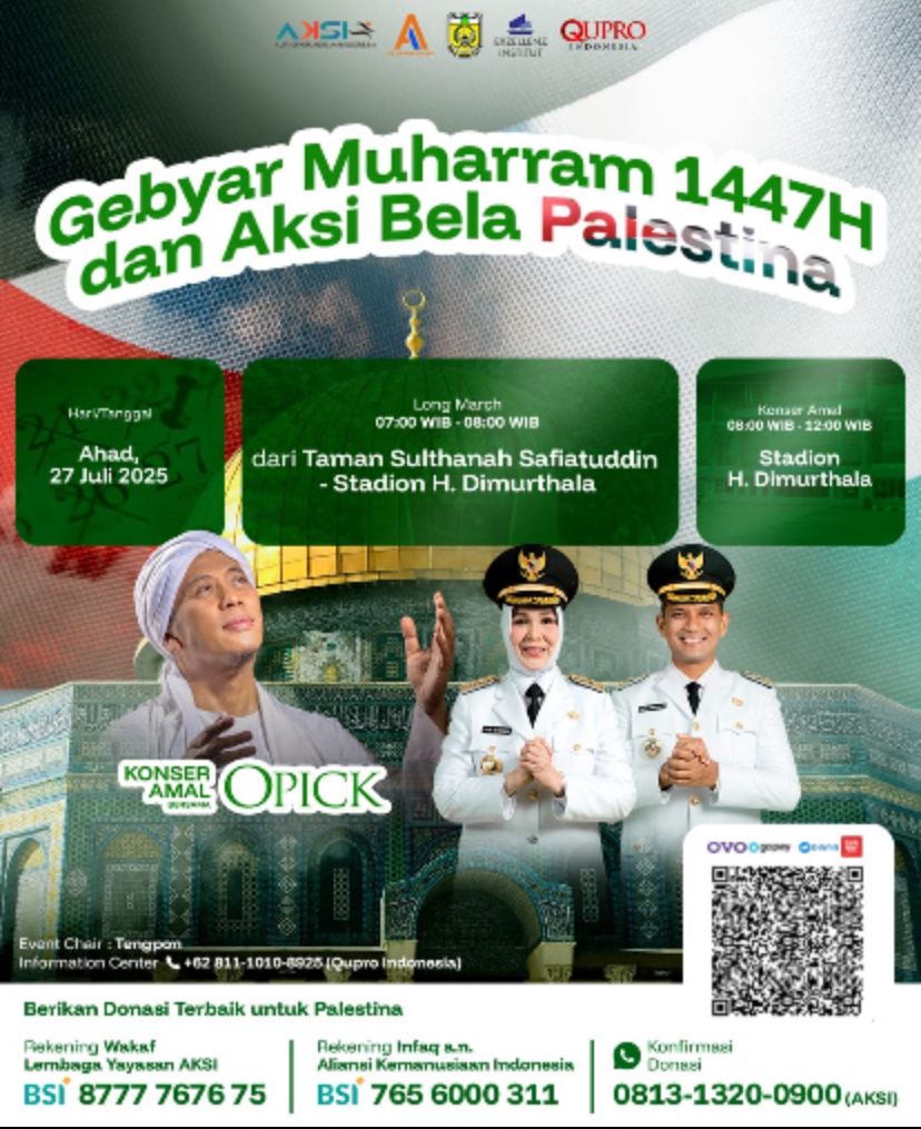 Gebyar Muharram 1447: Opick Meriahkan Aksi Bela Palestina di Banda Aceh