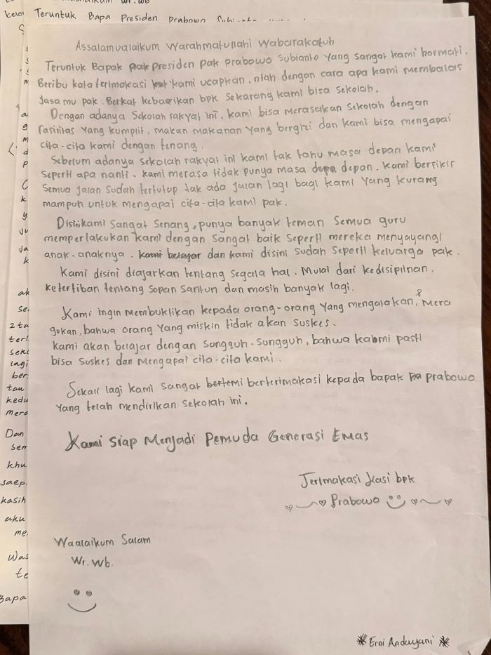 Presiden Prabowo Baca Surat Siswa Sekolah Rakyat: Sebelum Sekolah Kami Merasa Tidak Punya Masa Depan