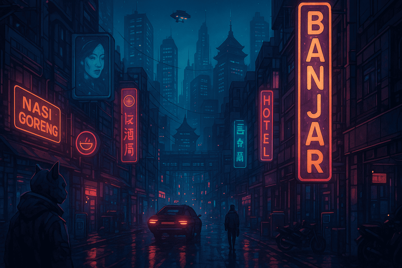 Bayangkan Jika Banjar Jadi Kota Cyberpunk dalam 2100 Nanti: Teknologi Tinggi, Budaya Tetap Menyala