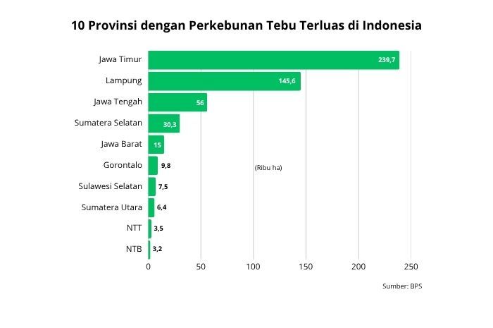 Gorontalo Masuk 10 Provinsi dengan Perkebunan Tebu Terluas di Indonesia