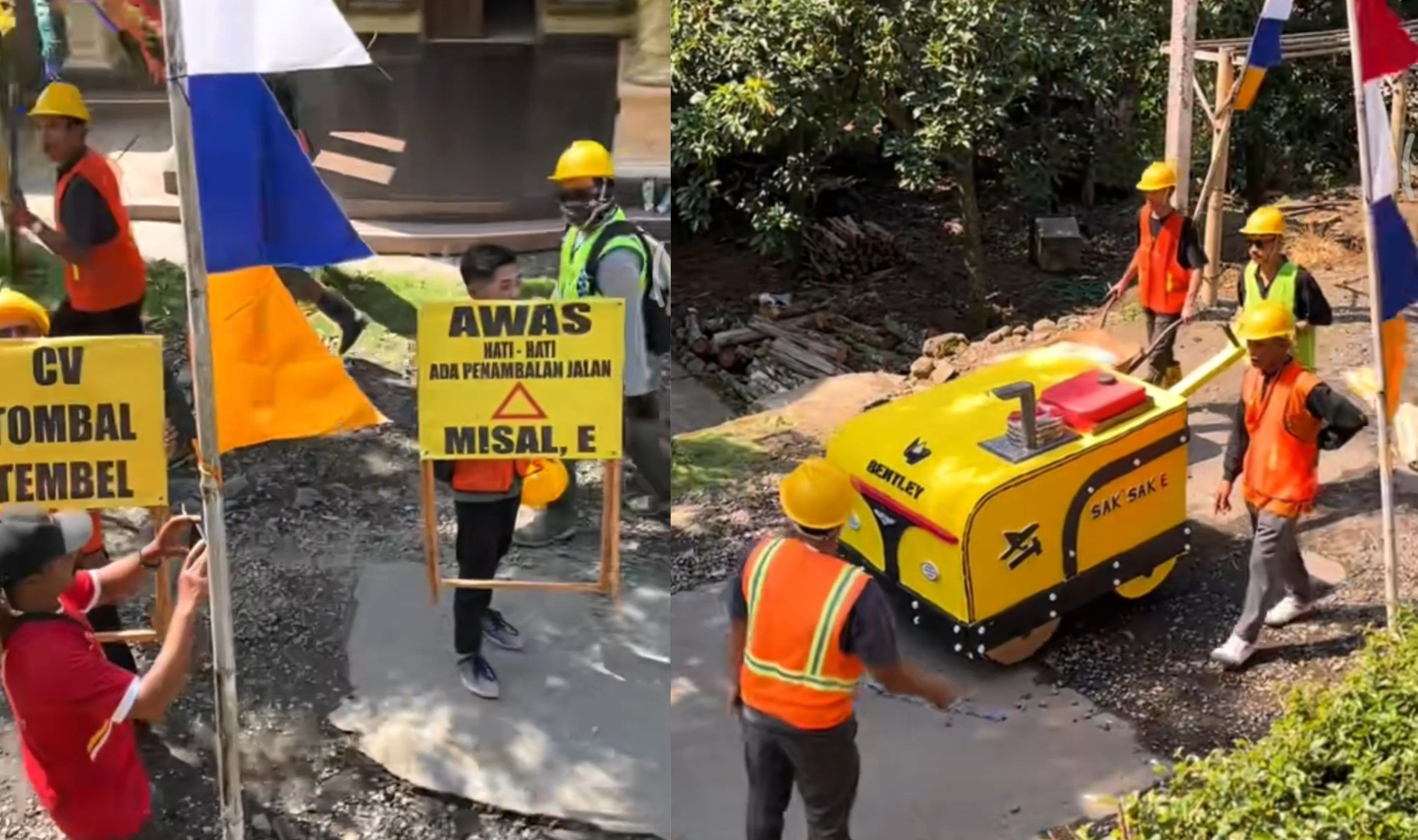 Kreatif! Warga Cosplay Jadi Kuli Proyek, Bentuk Protes Buruknya Infrastruktur Publik