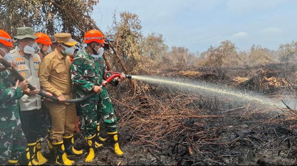 Pangdam I Bukit Barisan Turun Tangan Padamkan Karhutla di Rokan Hilir