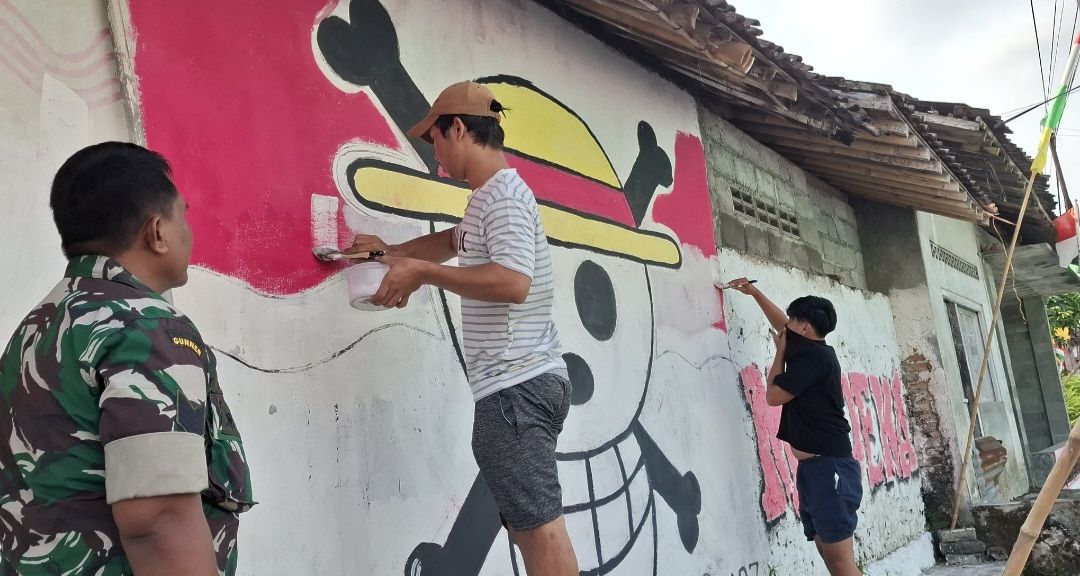 Mural One Piece Bergambar Merah Putih di Dukuh Temulawak Sleman Dihapus Hari Ini , Dukuh : Mereka Cuma Iseng