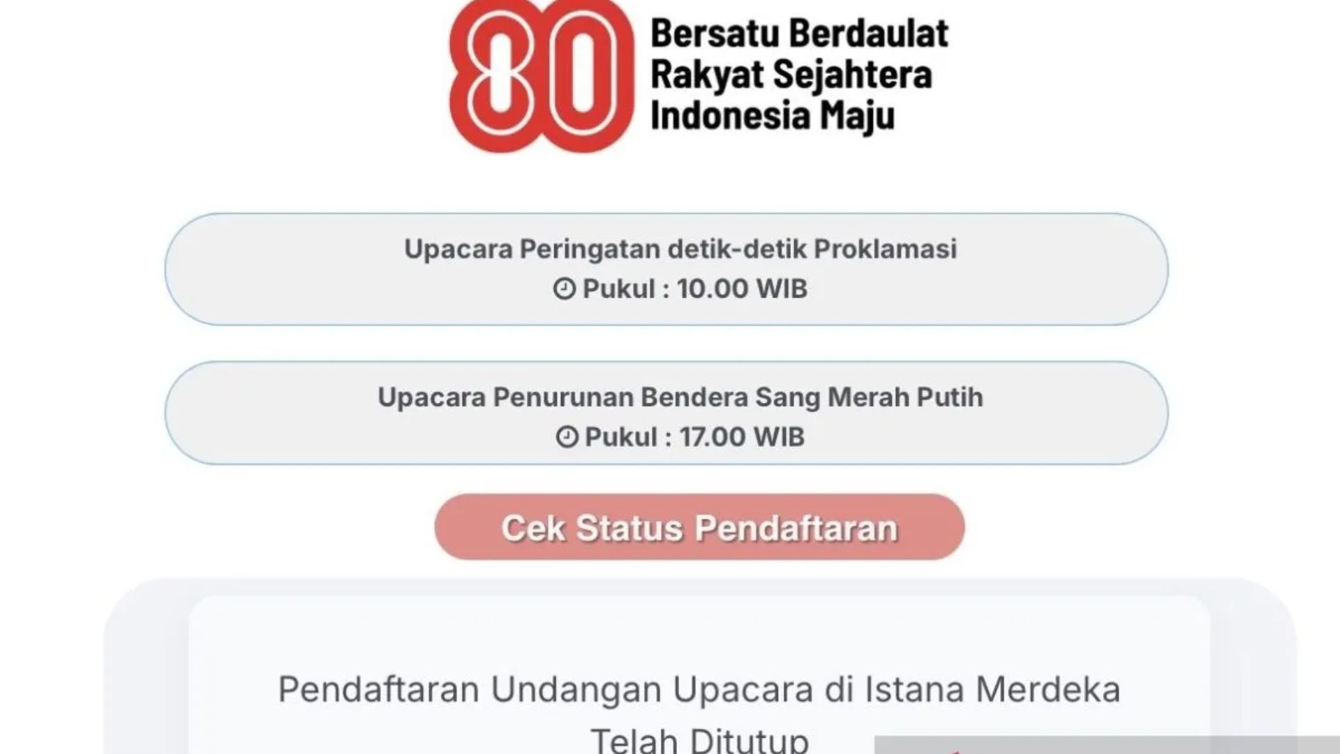 Hanya Sejam! Kuota Upacara HUT ke-80 RI di Istana Terpenuhi, Antusiasme Publik Melonjak