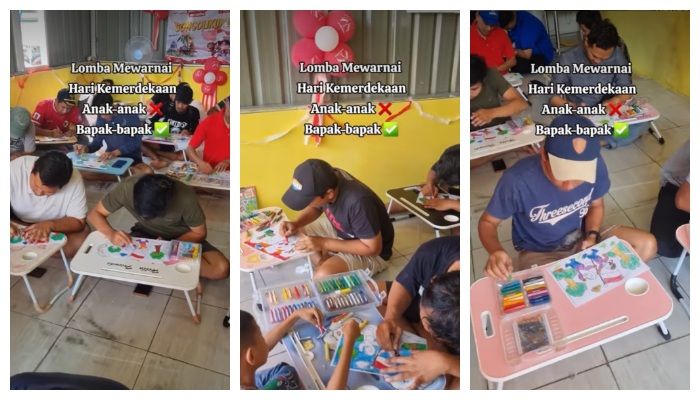 The Real Laki-laki Gak Pernah Dewasa, Bapak-bapak Ikut Lomba Mewarnai HUT RI ke-80
