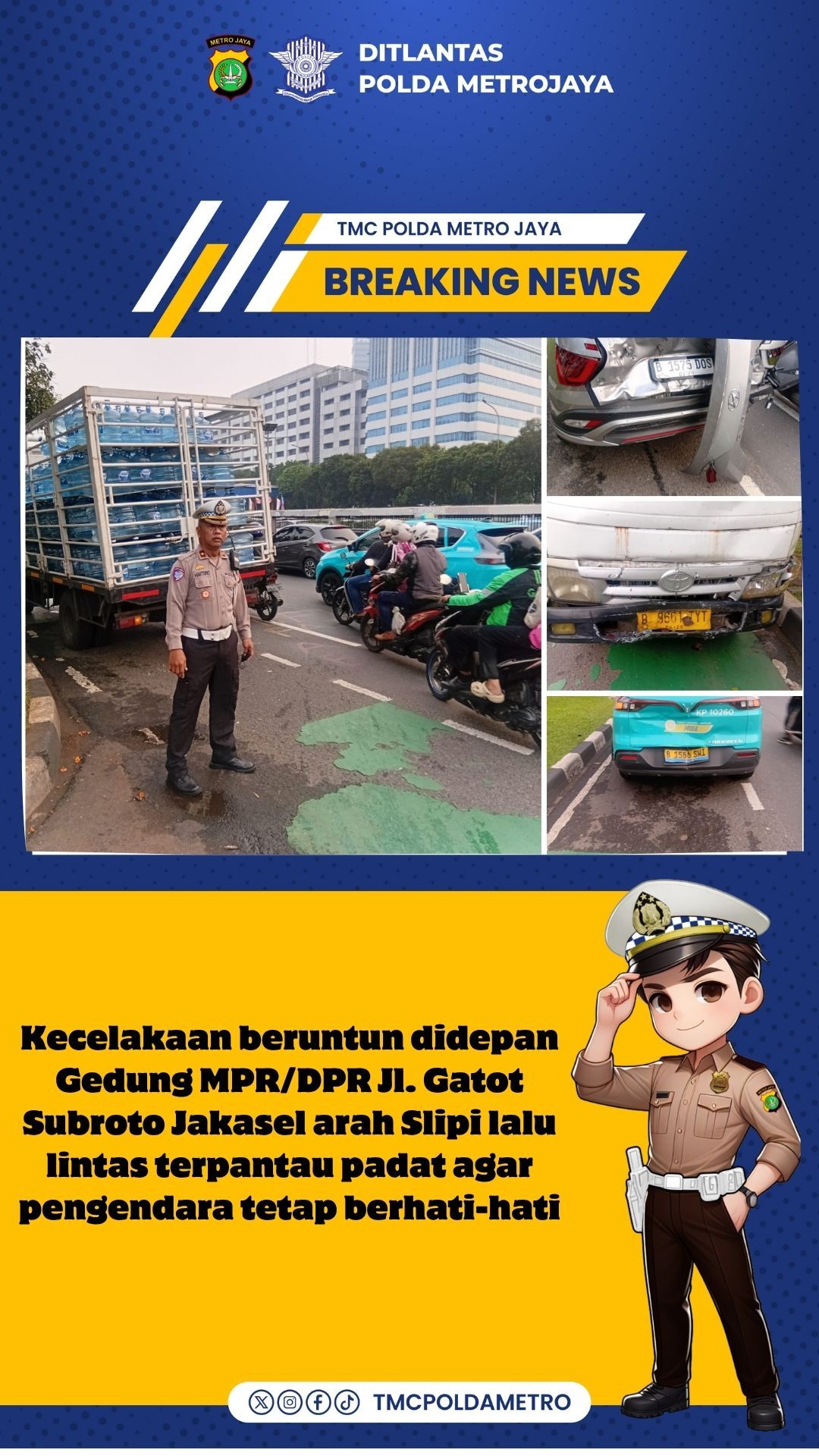 Kecelakaan Beruntun di depan Gedung DPR RI Jakarta, Teryata Akibat Sopir Pajero Mengantuk