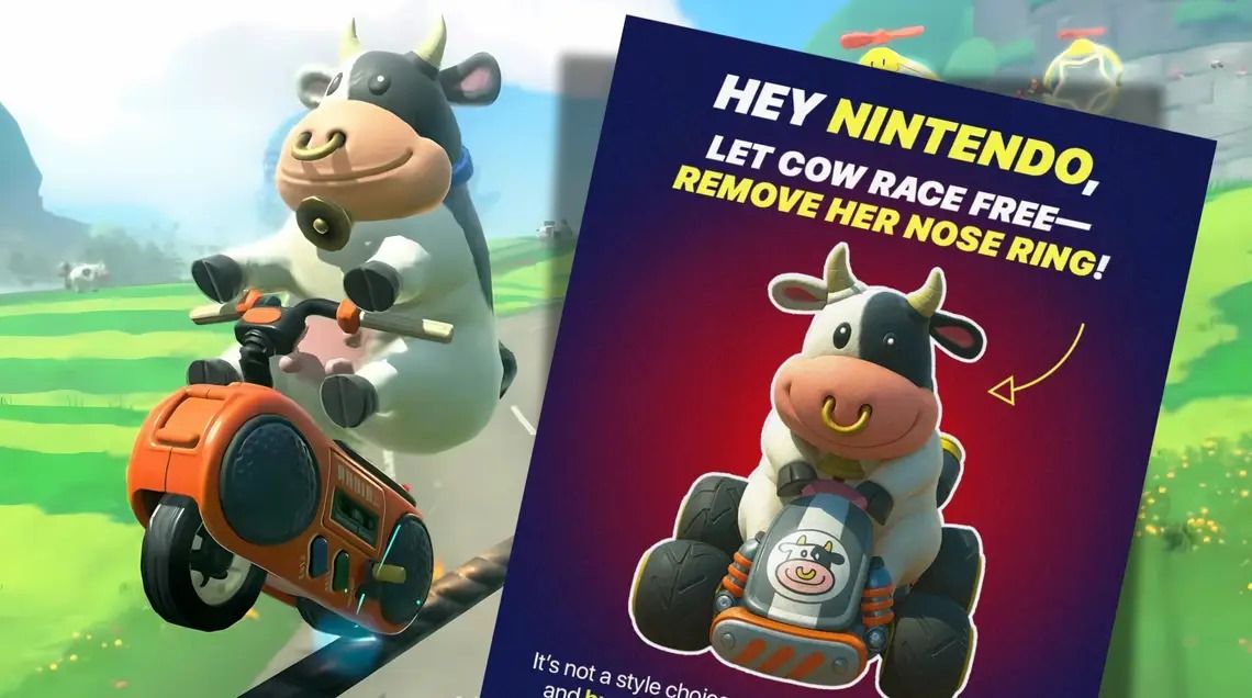 PETA Desak Nintendo Hapus Nose Ring Sapi di Mario Kart World