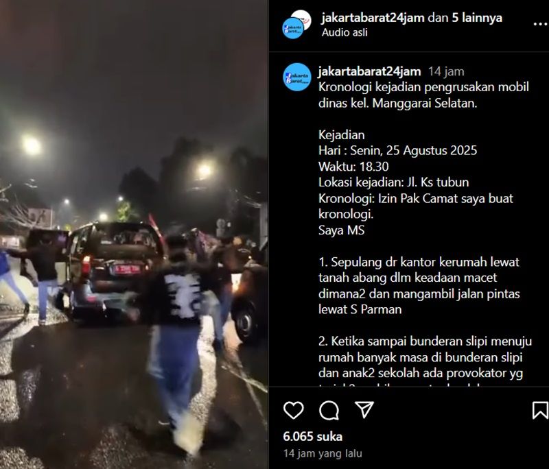 Lurah Manggarai Jadi Sasaran Amukan Pendemo di Jakarta, Diduga karena Pakai Mobil Dinas
