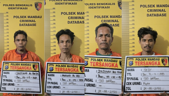 Maling Besi PT. PHR Empat Pria di Bengkalis Ditangkap Polisi