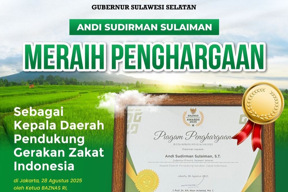 Gubernur Sulsel Raih Penghargaan Baznas Awards 2025