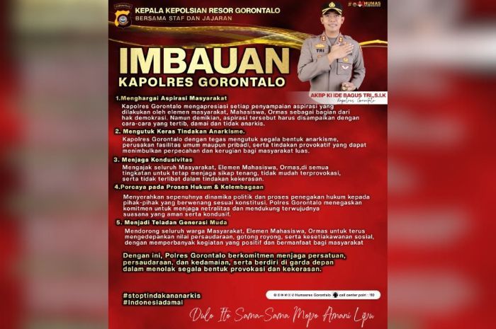 5 Imbauan Kapolres Gorontalo Terkait Demo di Kabupaten Gorontalo