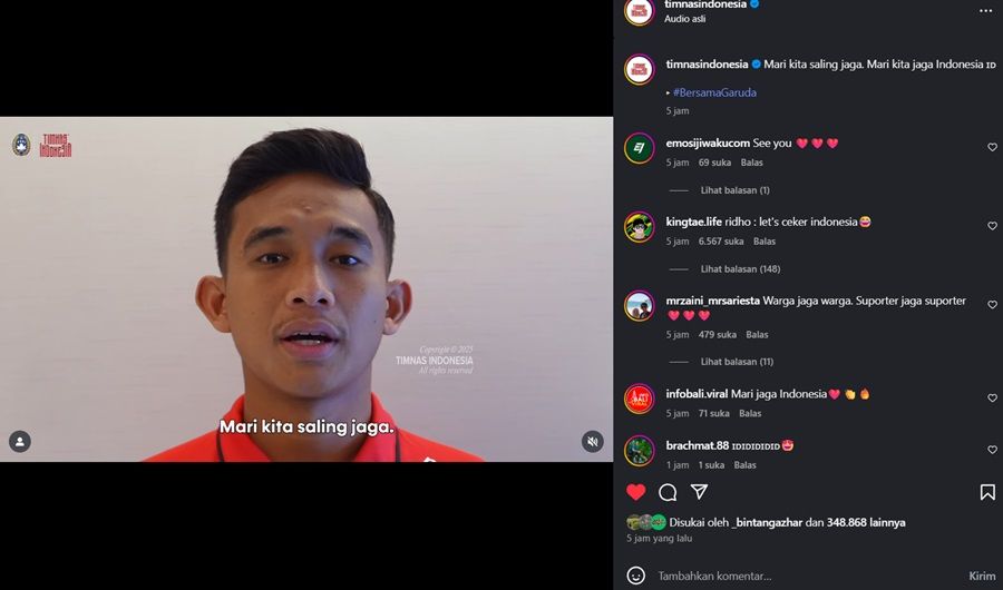 Pelatih dan Pemain Timnas Indonesia Ajak Masyarakat Saling Jaga!