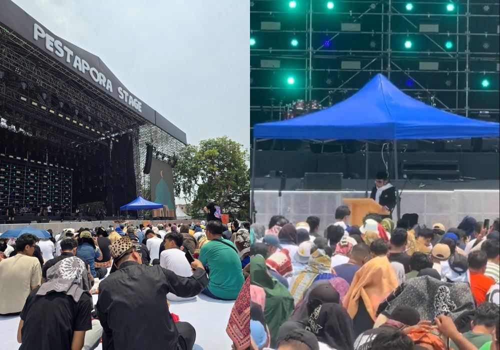 Momen Unik Pestapora 2025 Day 1: Salat Jumat Berjamaah di Depan Panggung dengan Khotib Rhoma Irama