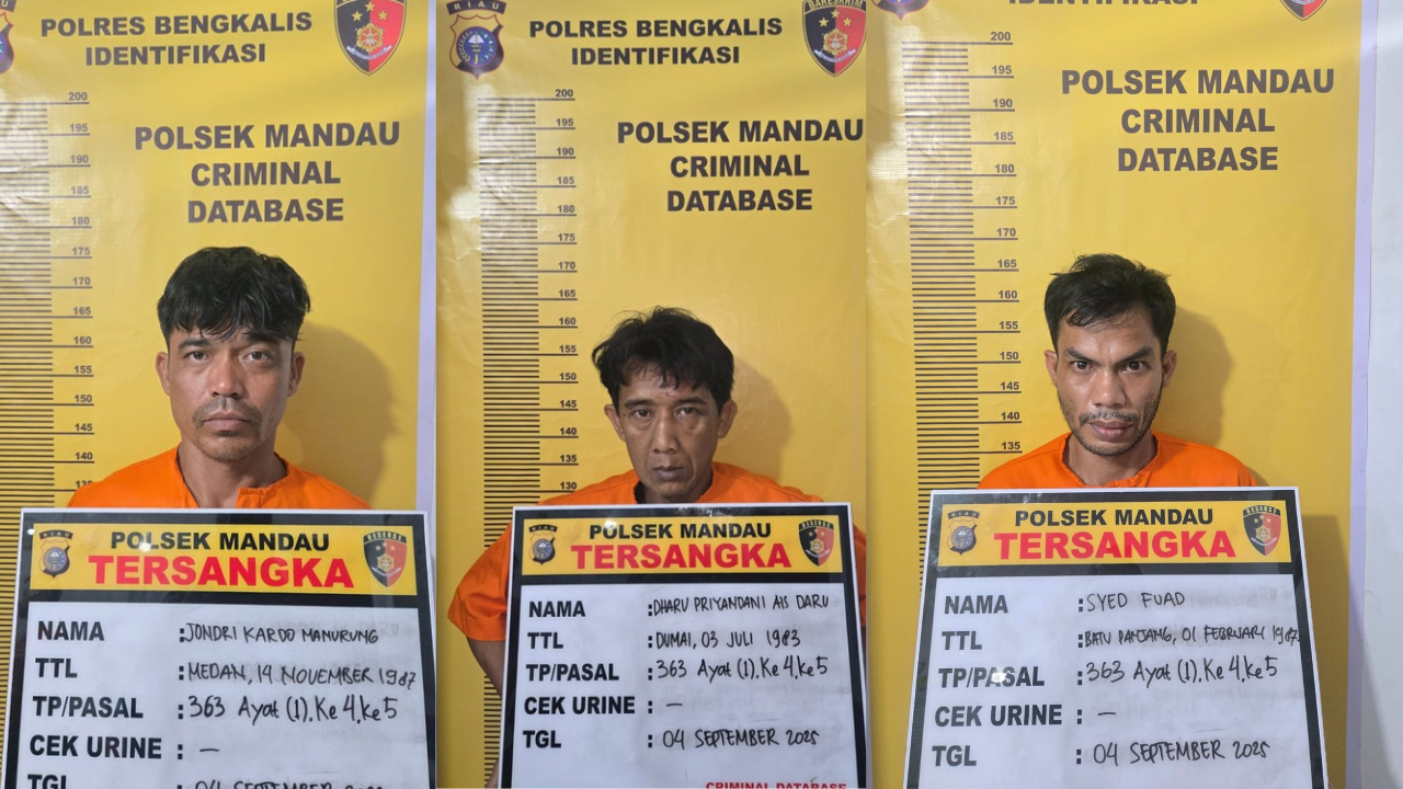 Tiga Pelaku Sindikat Curanmor di Bengkalis di Tangkap Polisi
