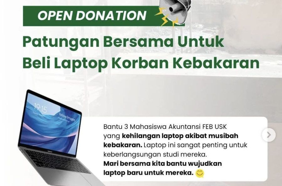 Asrama Mahasiswi USK Dilalap Api, Rumah Amal USK Galang Donasi