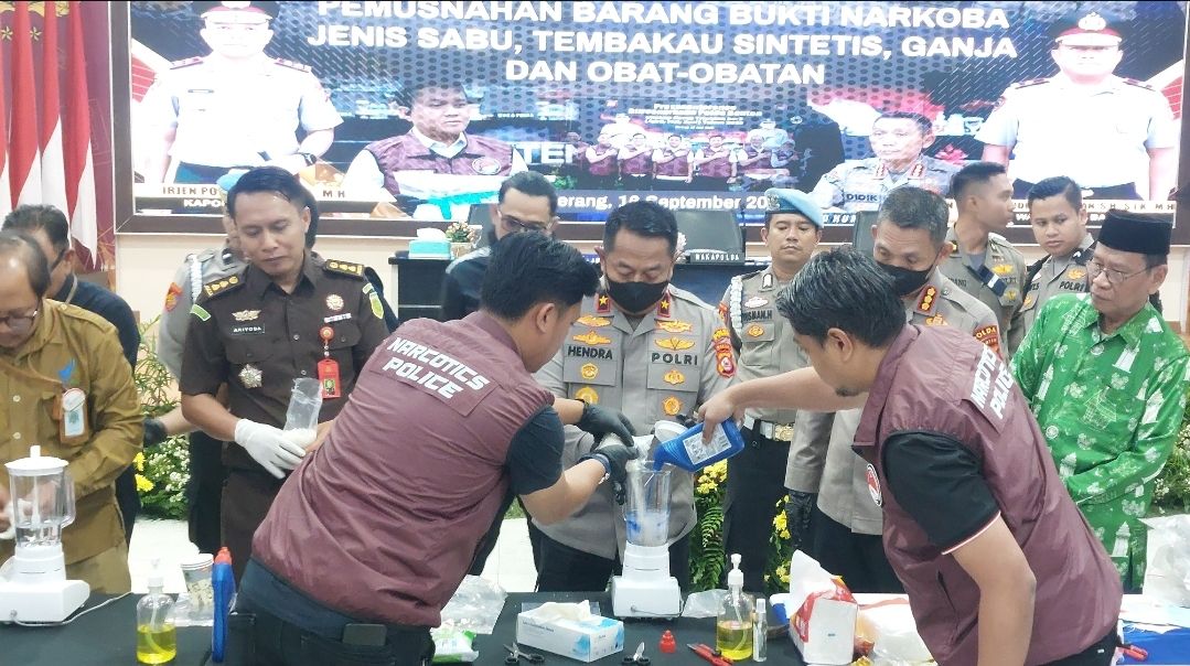 Polda Banten Musnahkan Barang Bukti Narkoba Sabu 3.654,31 gram dan ganja 39.614,4 gram