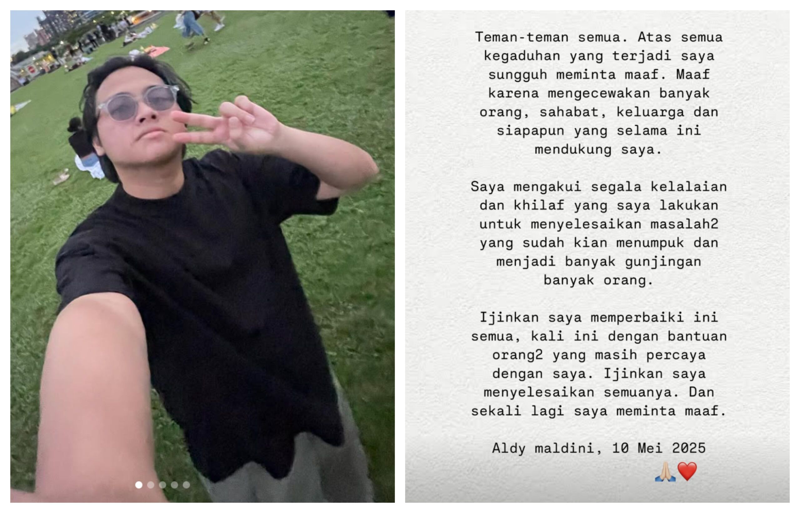 Aldy Maldini Minta Maaf Usai Viral Dituduh Nipu Uang Fans Modus Dinner Bareng