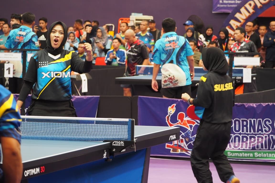 Tim Tenis Meja Putri Sulsel Lolos ke 8 Besar PORNAS Korpri 2025 usai Libas Sultra 2-0