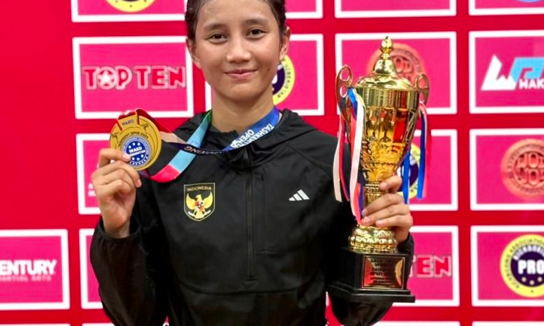 Polwan Sumut Harumkan Indonesia, Raih Emas di Piala Dunia Kickboxing Uzbekistan