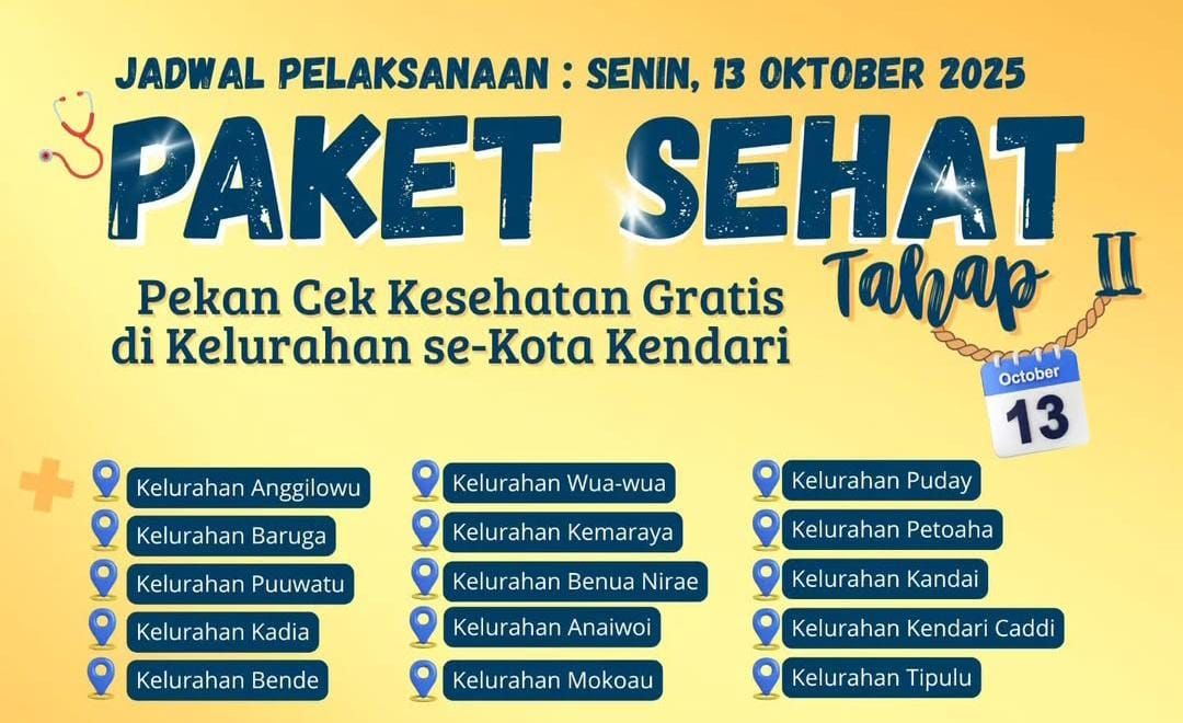 Pemkot Kendari Gelar Pekan Cek Kesehatan Gratis Tahap II untuk Warga