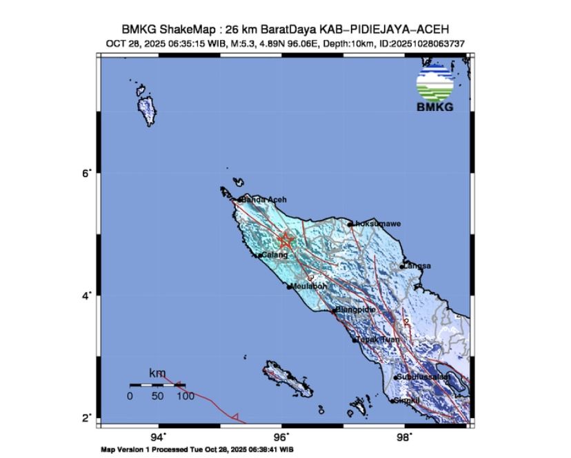 Gempa Magnitudo 5,3 Guncang Pidie Jaya, Tidak Berpotensi Tsunami