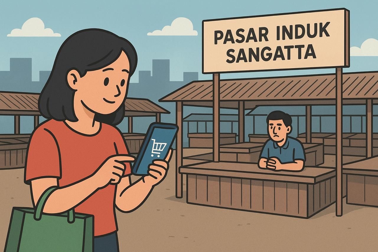 Gempuran Online Shop Melumpuhkan Pasar Induk Sangatta, Pedagang Pakaian Menjerit