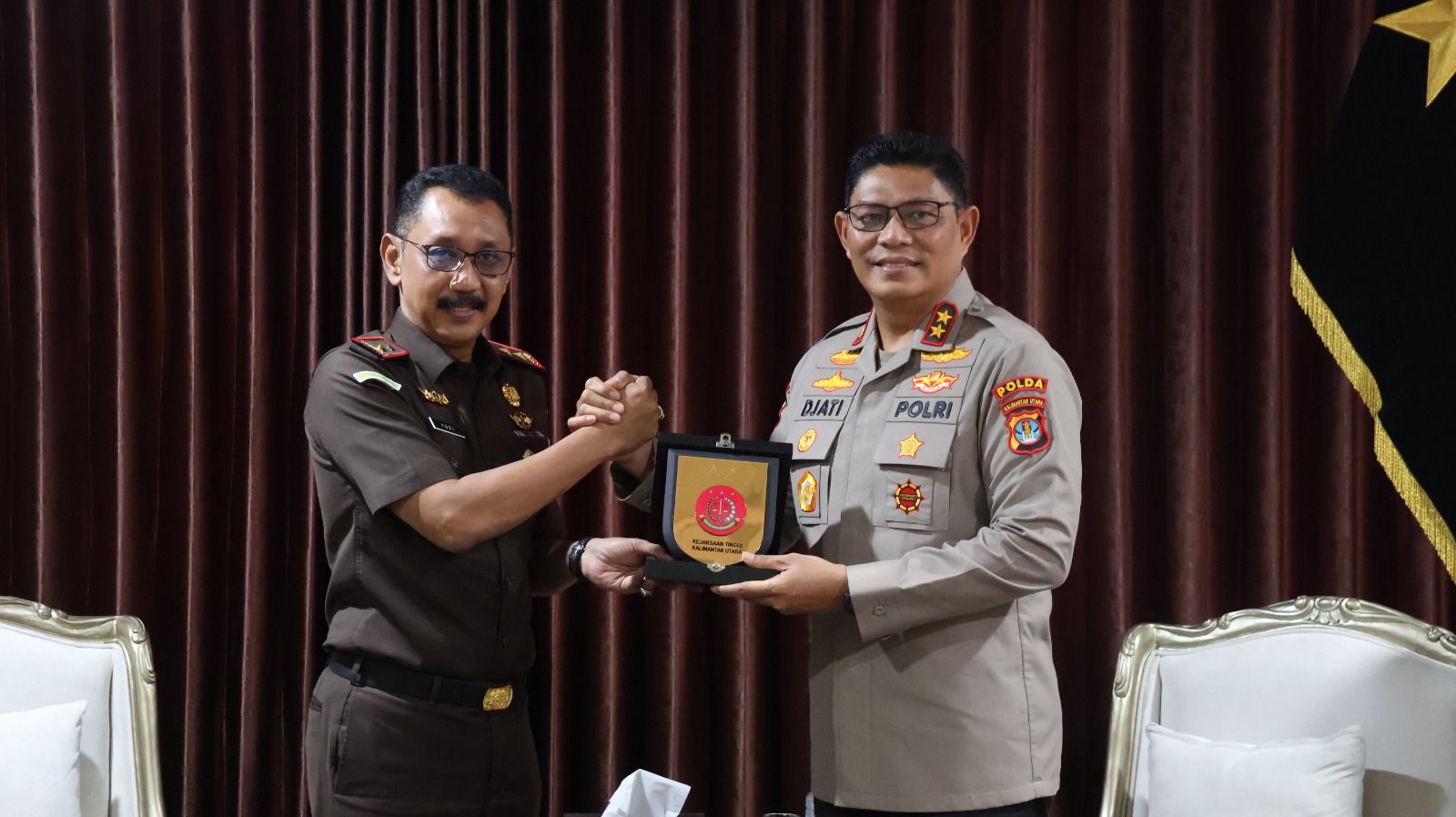 Wujud Sinergitas, Kapolda Kaltara Sambut Hangat Kunjungan Kajati Kaltara
