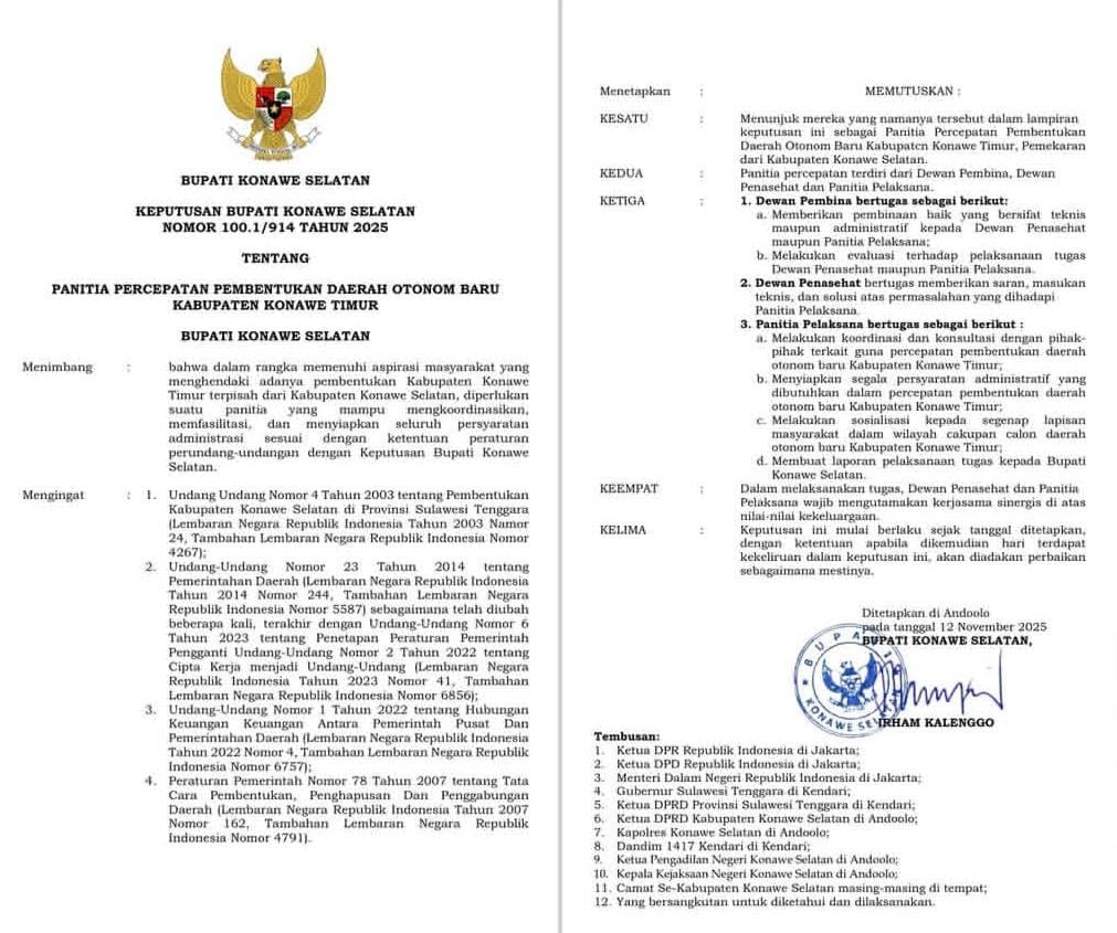 Panitia Percepatan Pemekaran Konawe Timur Resmi Dibentuk