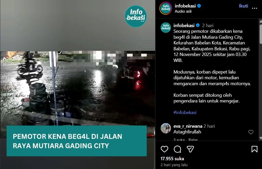 Viral Begal di Mutiara Gading Bekasi, Polisi Turun Tangan