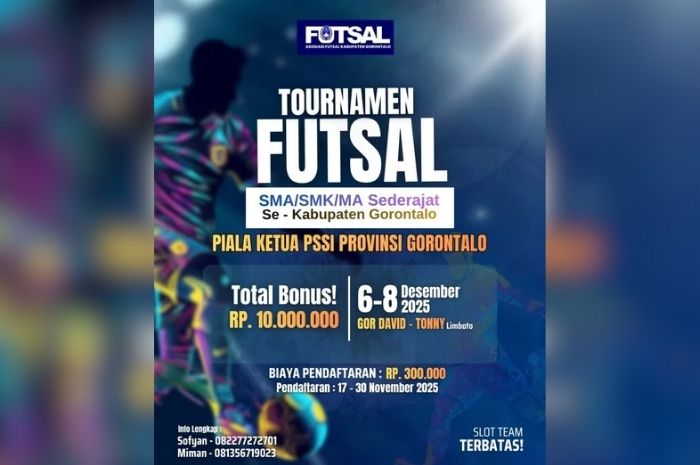 Jaring Atlet Muda Daerah, AFKAB Gorontalo Gelar Turnamen Akbar Futsal Pelajar