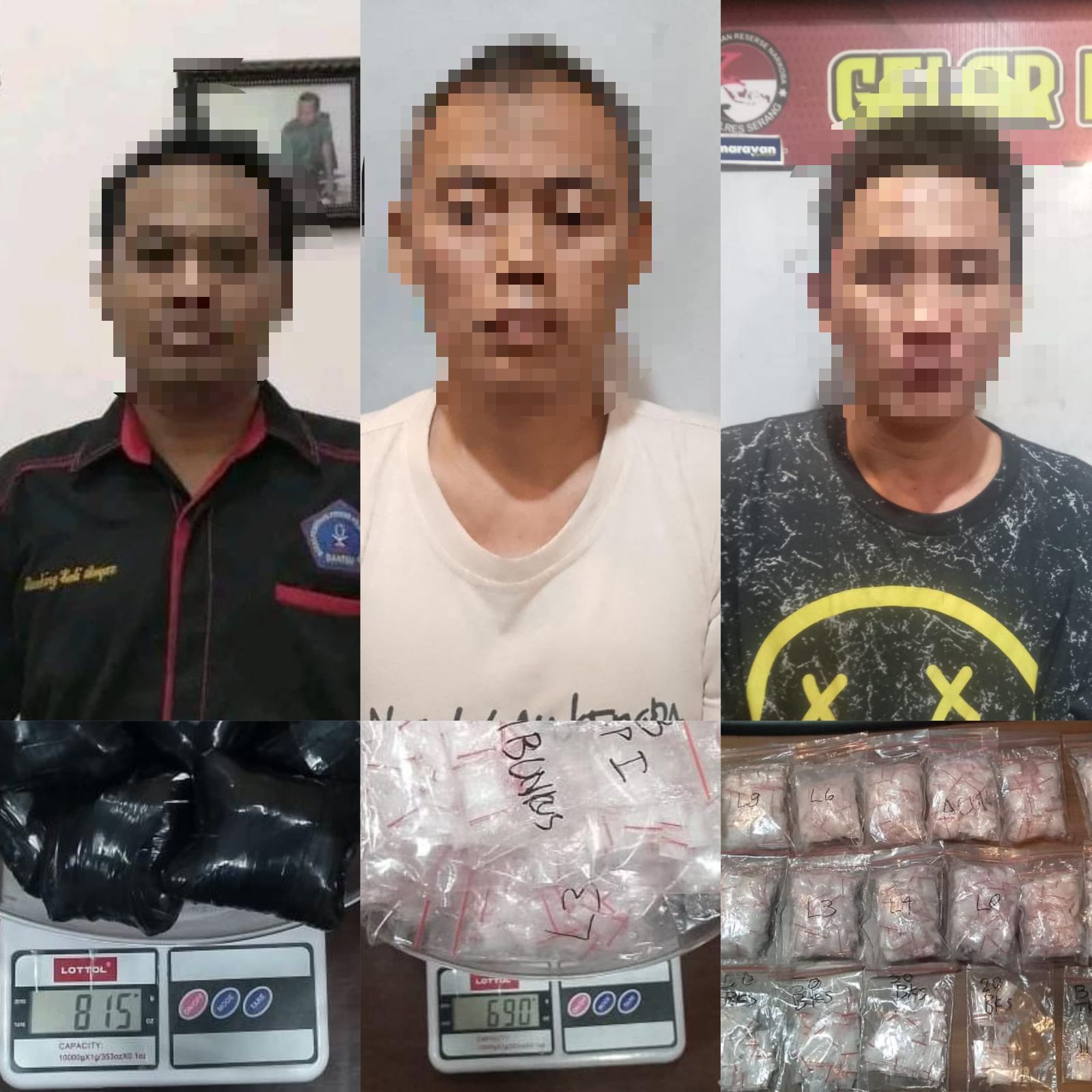 1.375 paket Sabu Berhasil Diamankan Satresnarkoba Polres Serang Dari Tiga Pengedar