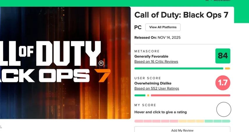 Call of Duty: Black Ops 7 Raih Skor Pengguna Terendah dalam Sejarah COD di Metacritic