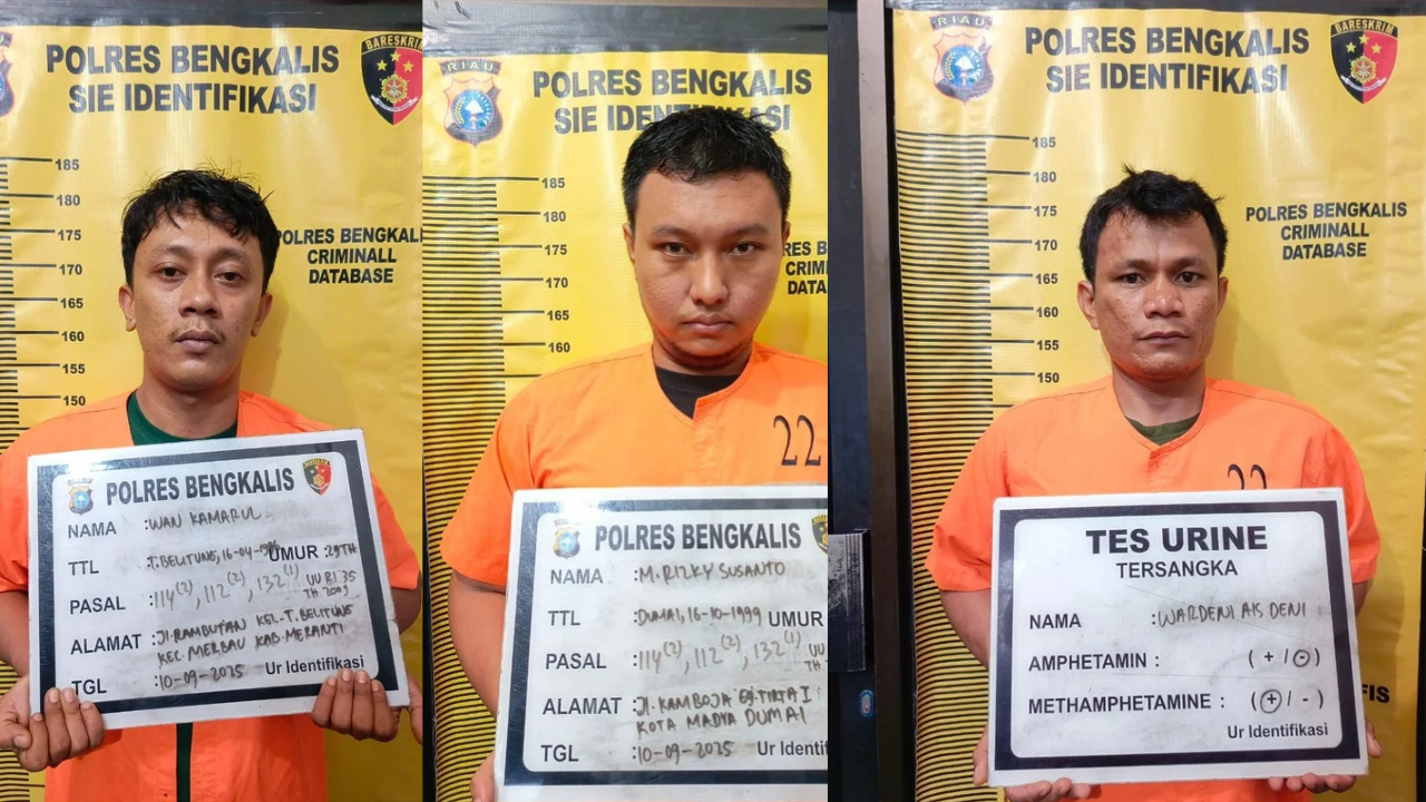 Tiga Kurir Dibekuk, Polres Bengkalis Amankan 13 Kg Lebih Narkoba dari Selat Malaka