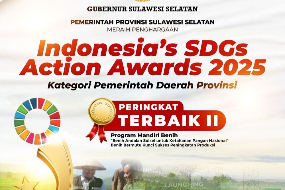Sulsel Raih Peringkat Terbaik II Indonesia s SDGs Awards 2025 Berkat Program Mandiri Benih