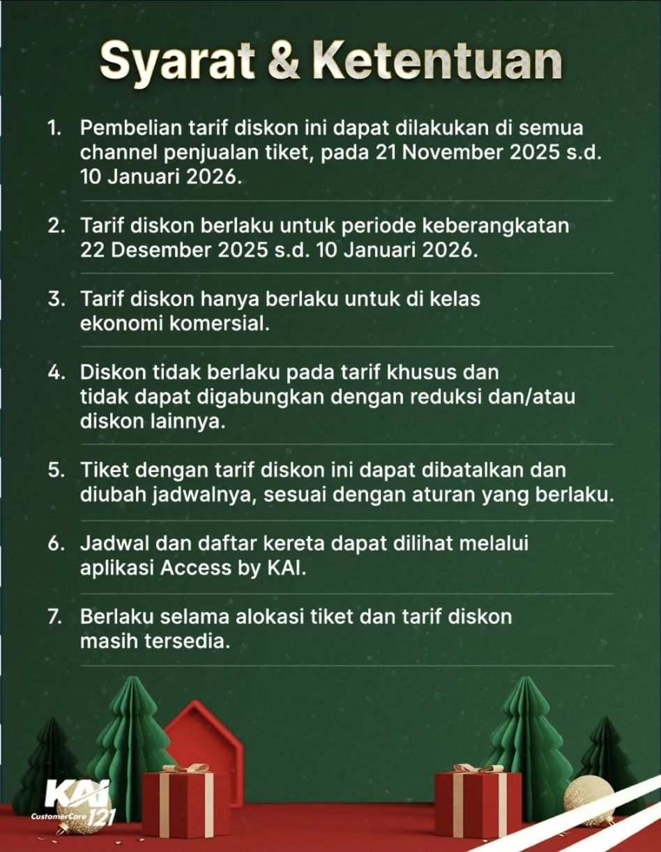 Sambut Libur Nataru, KAI Beri Diskon Perjalanan 30 Persen