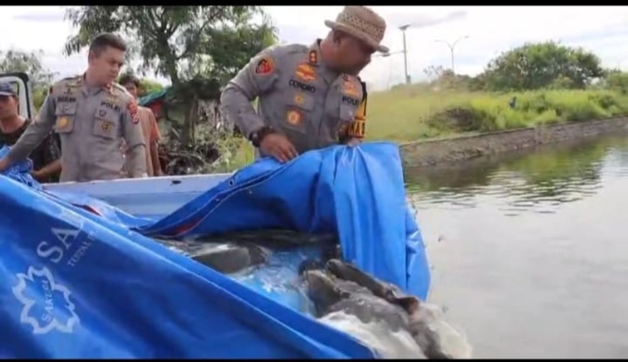 Kapolres Serang Kembali Tebar Ilan Di Danau Puspemkab Serang