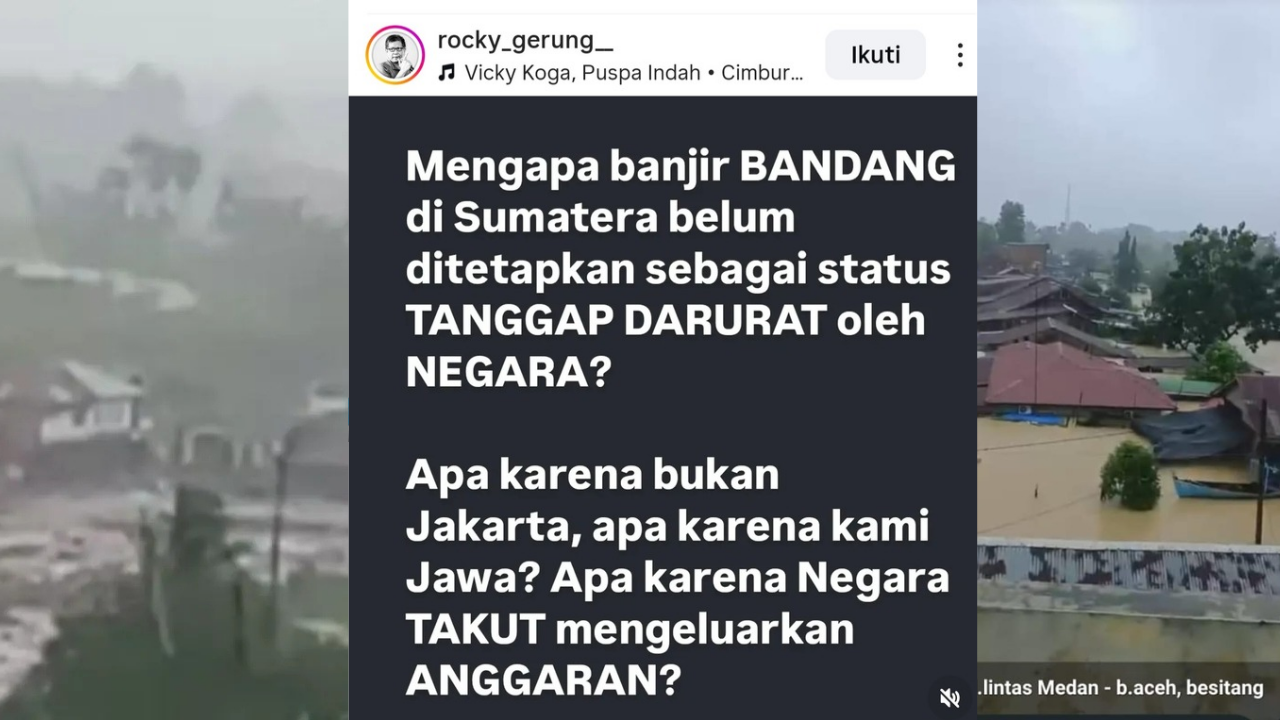 Karena Bukan Jakarta?” Sindiran Tajam Rocky Gerung Soal Banjir Bandang di Sumatra Disorot Publik