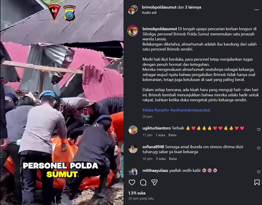 Tugas dan Perasaan Bertemu, Personel Brimob Sumut Temukan Jenazah Lansia Korban Longsor: Ternyata Ibu Sendiri