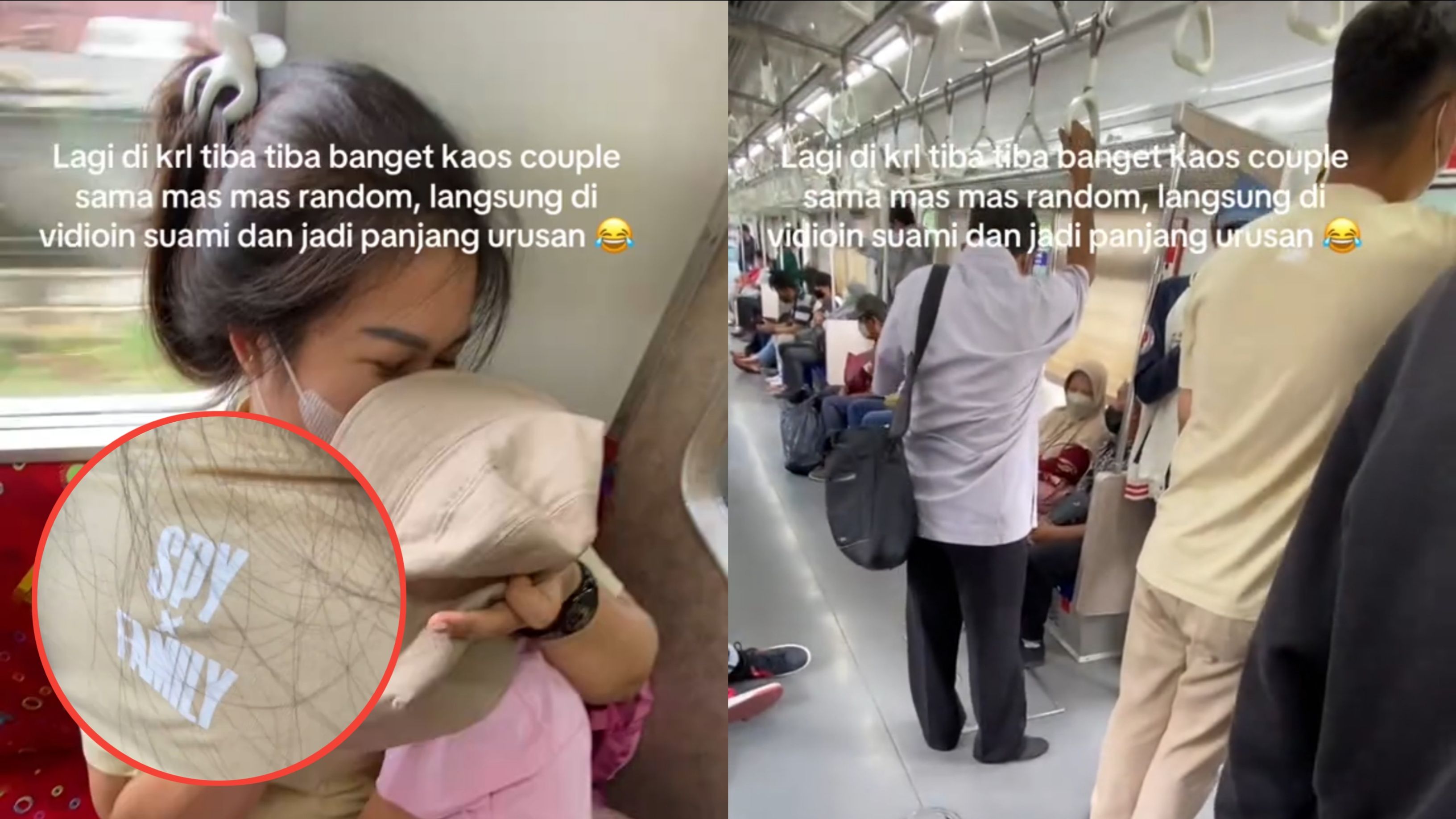 Momen Kocak Kaos Couple dengan Pria Tak Dikenal di KRL, Rekaman Sang Suami Bikin Netizen Terpingkal