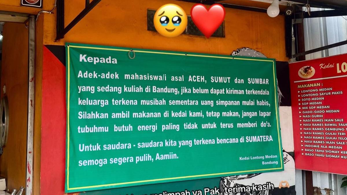 Kedai Ini Gratiskan Makanan bagi Mahasiswa Asal Aceh, Sumut, dan Sumbar