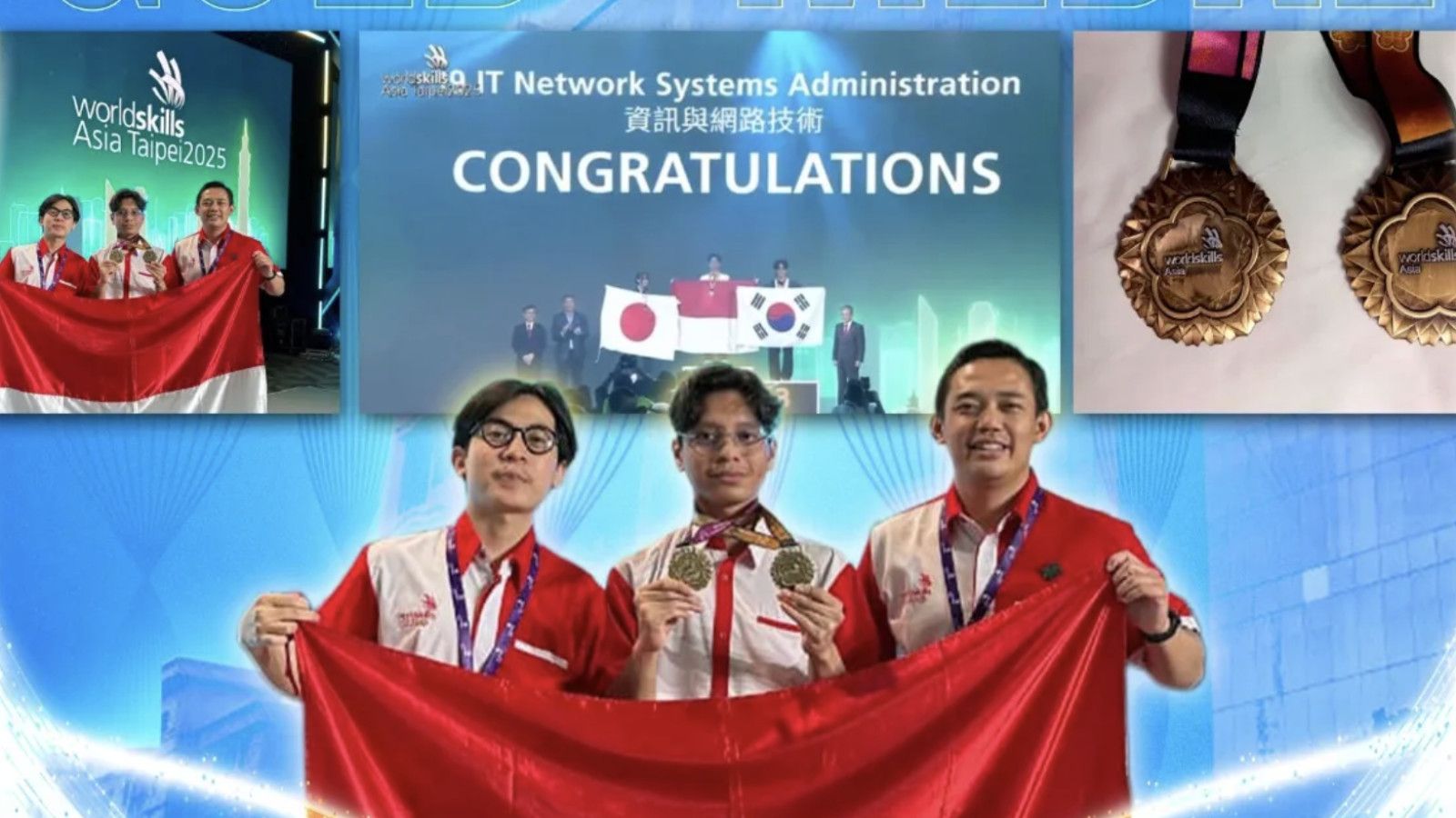 Mahasiswa UNIKOM Raih Medali Emas di WorldSkills Asia Taipei 2025