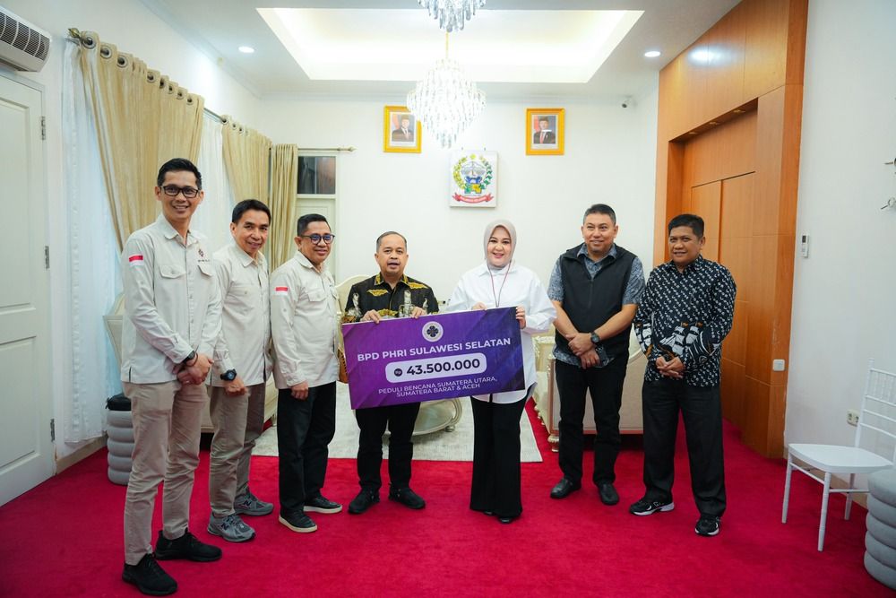 Wagub Sulsel Terima Donasi PHRI Rp43,5 Juta untuk Korban Banjir dan Longsor di Sumatera